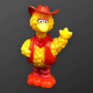 VTG JHP Sesame Street Big Bird Cowboy Hat Farm Farmer PVC Figure Toy 3” Henson